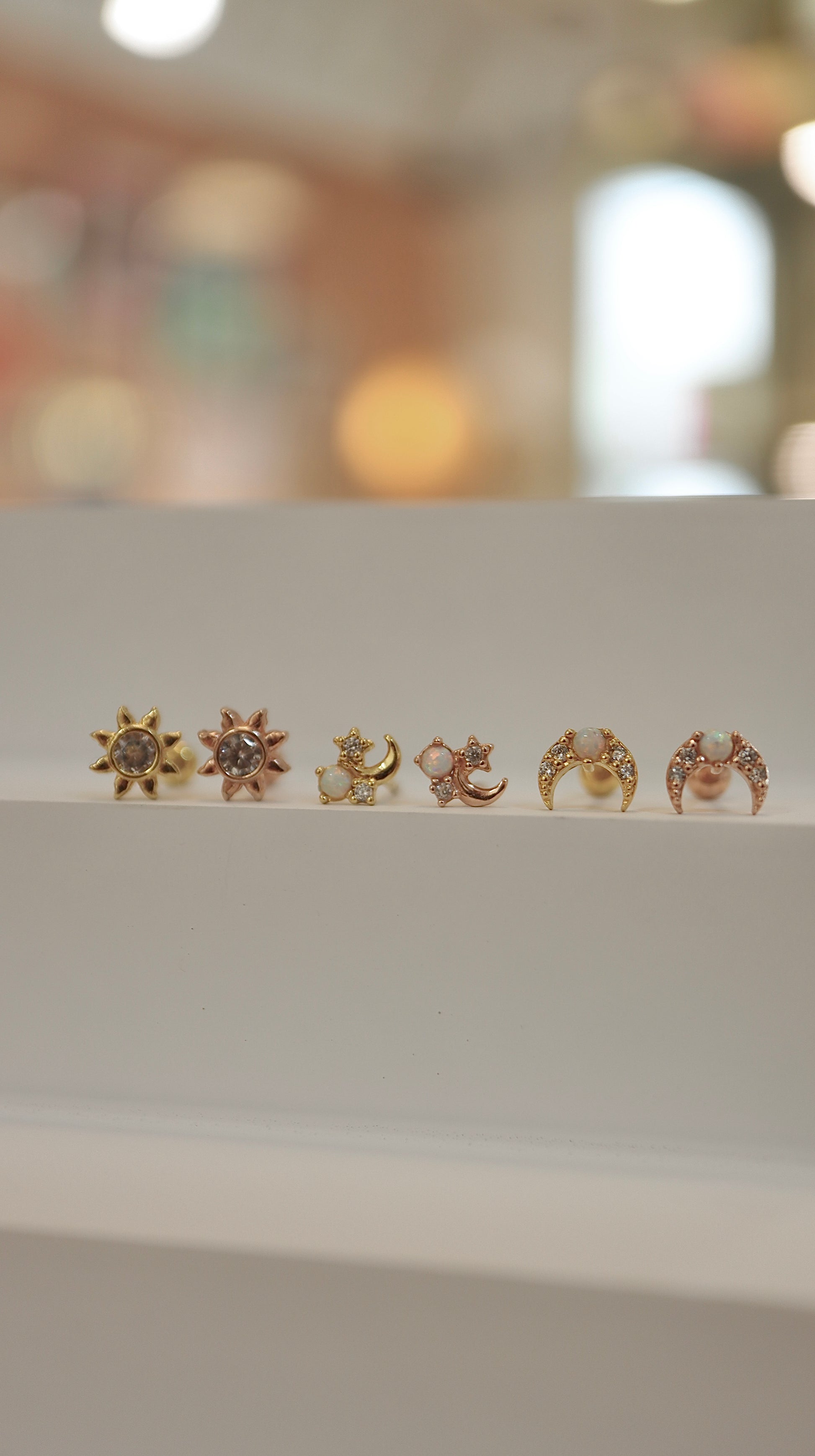 Sun cz stud s925 piercing earring