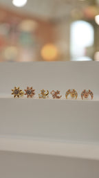 Sun cz stud s925 piercing earring