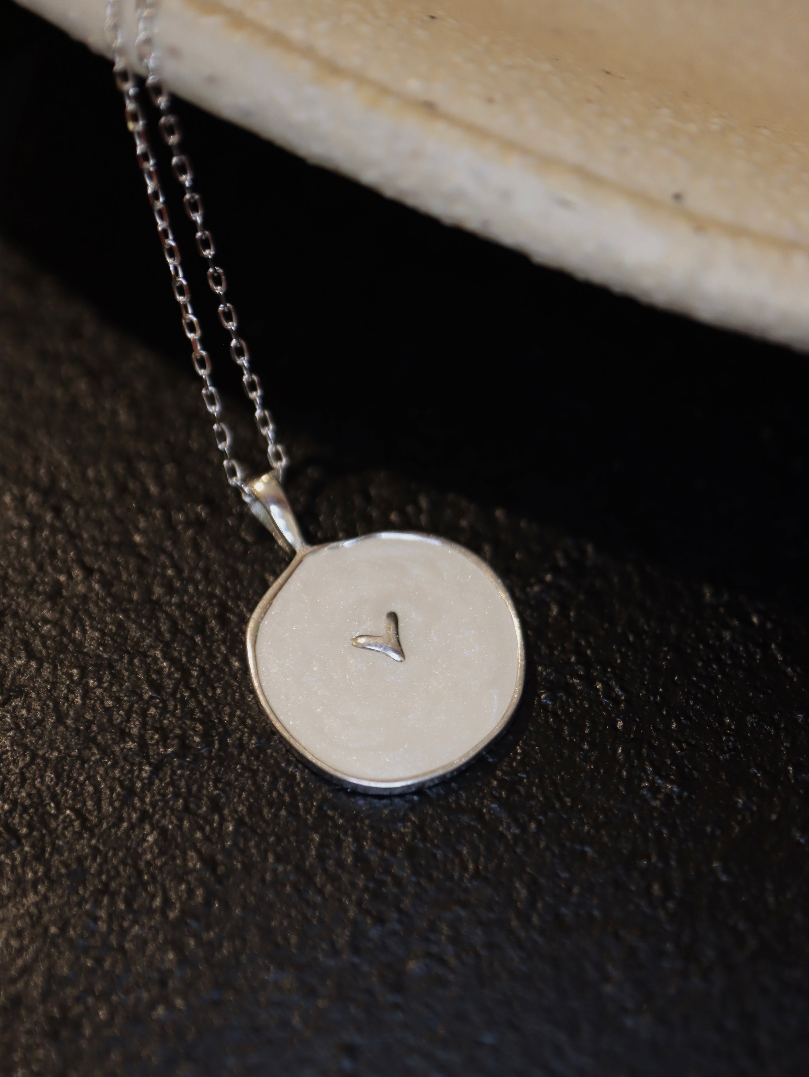 Chevron Disc Pendant 925 Silver Necklace