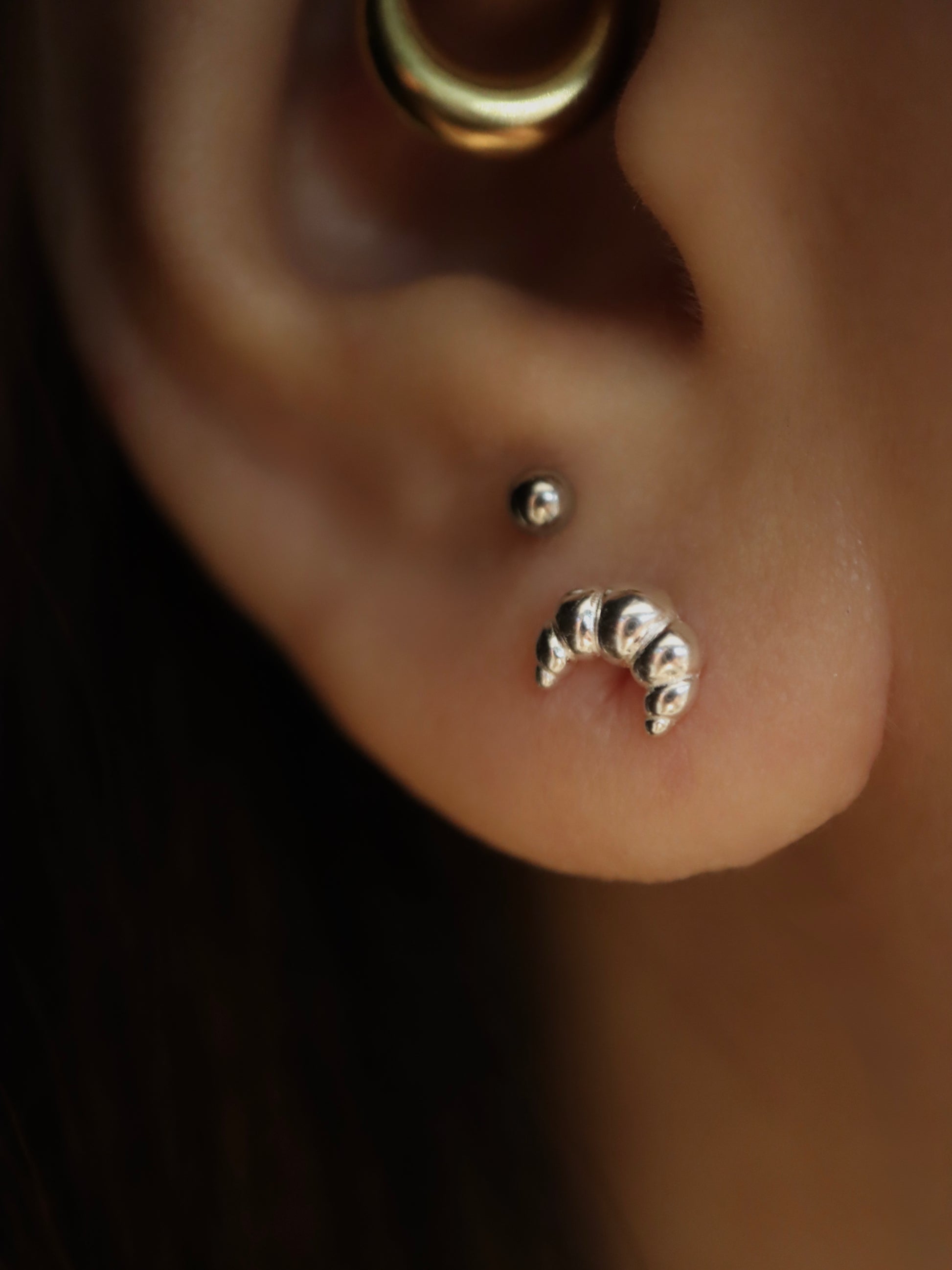 🥐 croissant stud silver925 piercing earring