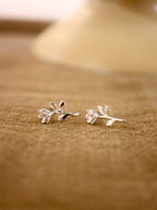 Rose silver tone earrings