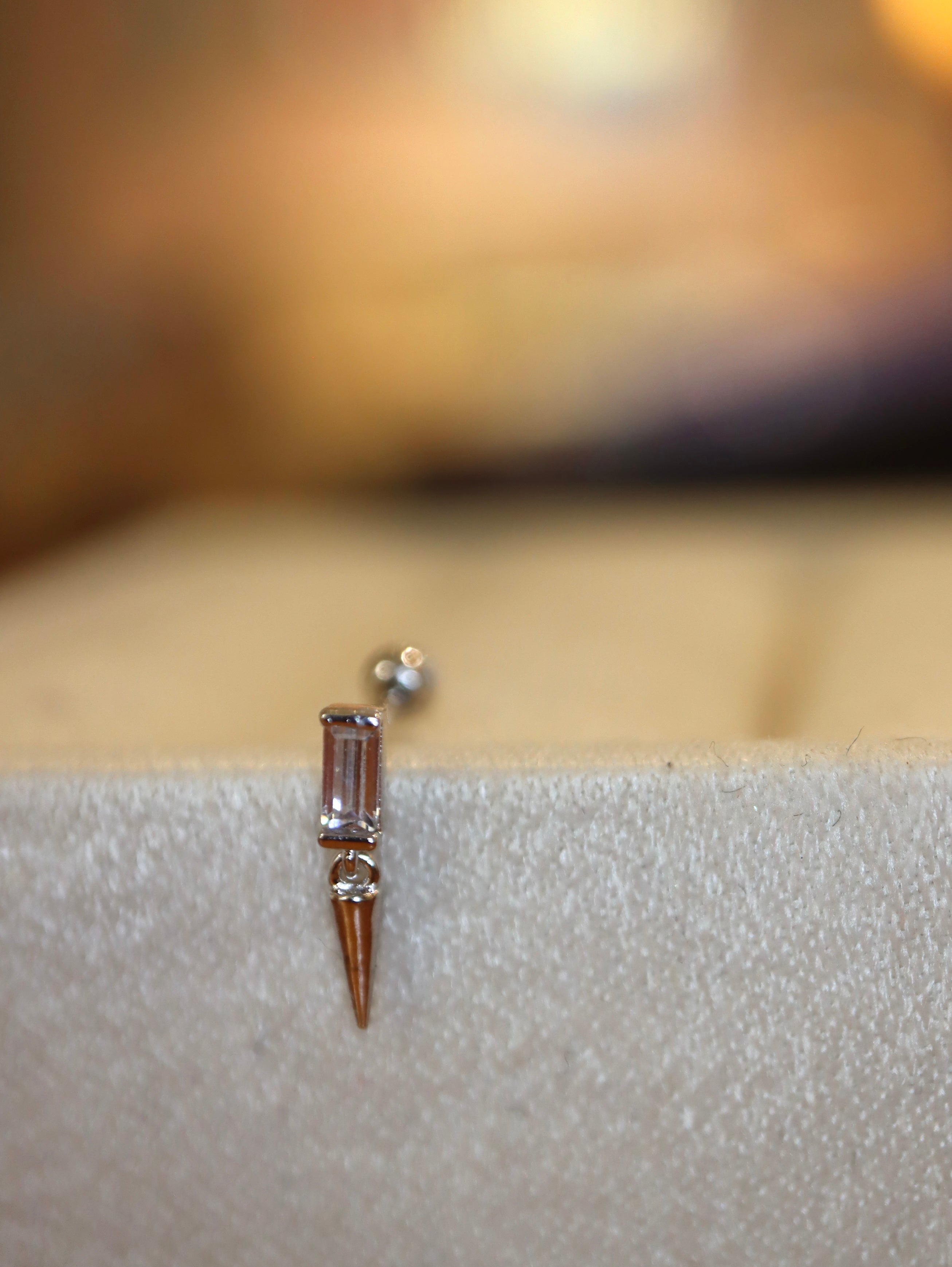 Rectangular CZ Arrowhead Stud 925 Silver Piercing Earring
