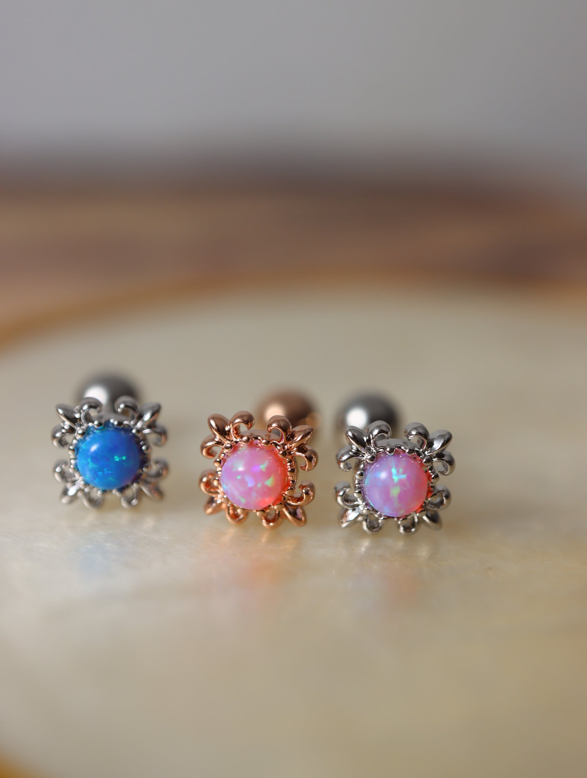 Opal screw ball end piercing