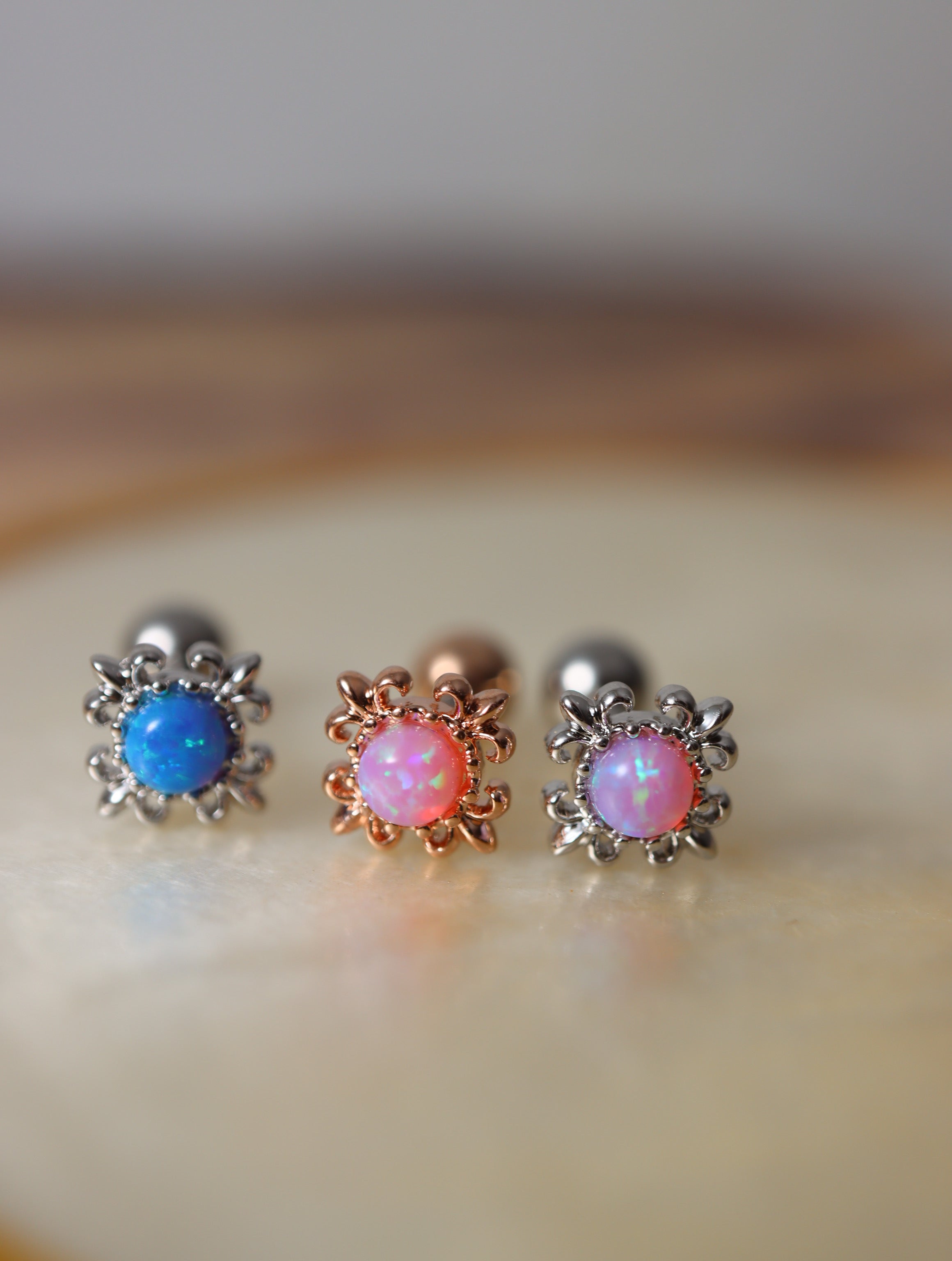 Opal screw ball end piercing