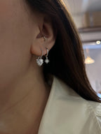 Starburst opal silver925 hinge hoop earrings