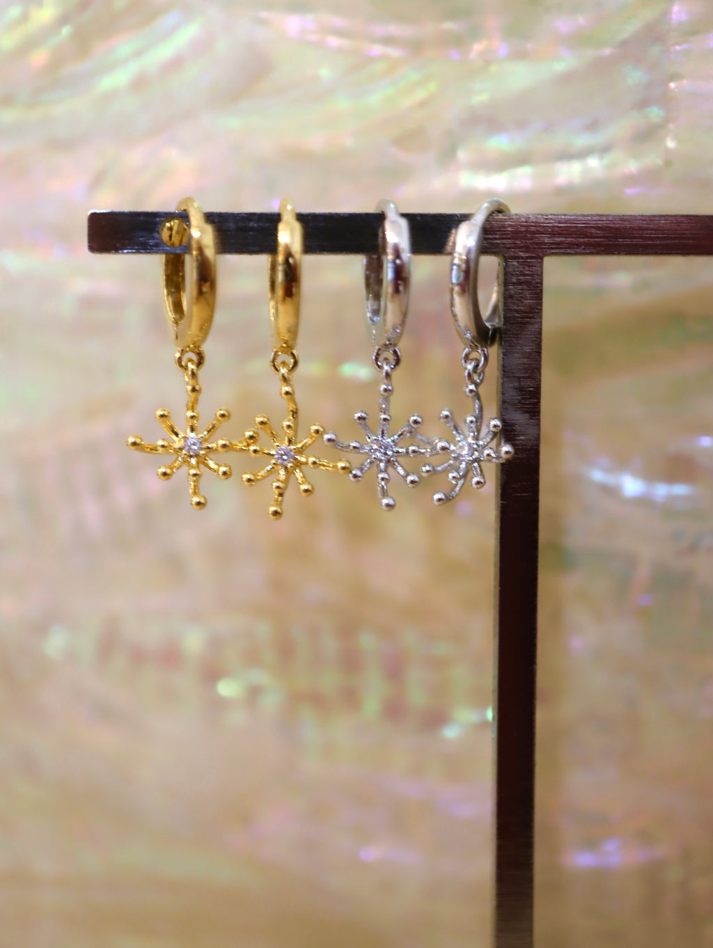 Starburst 925 silver hoop earrings