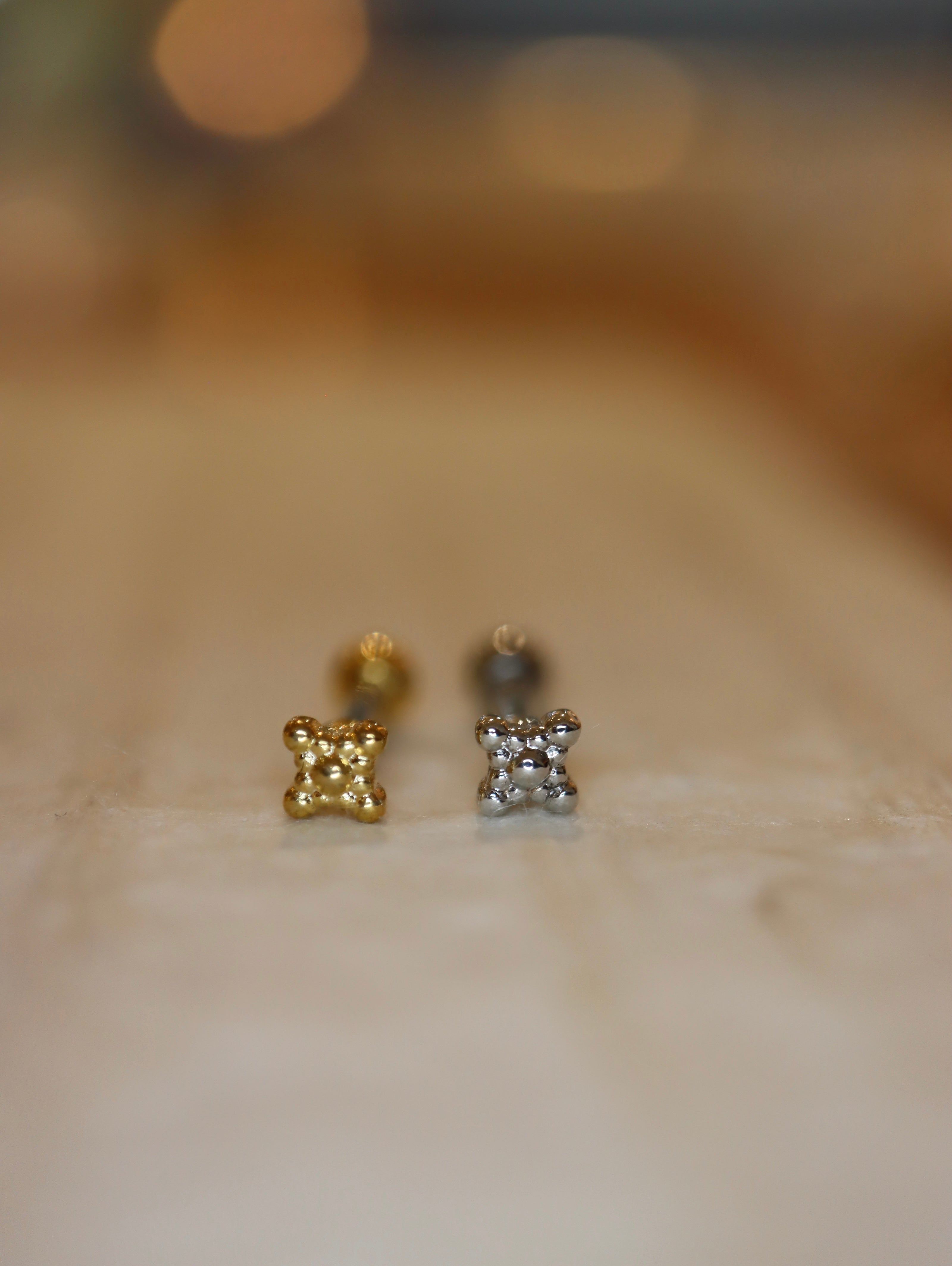 Cross bead stud surgical steel piercing (1pc)