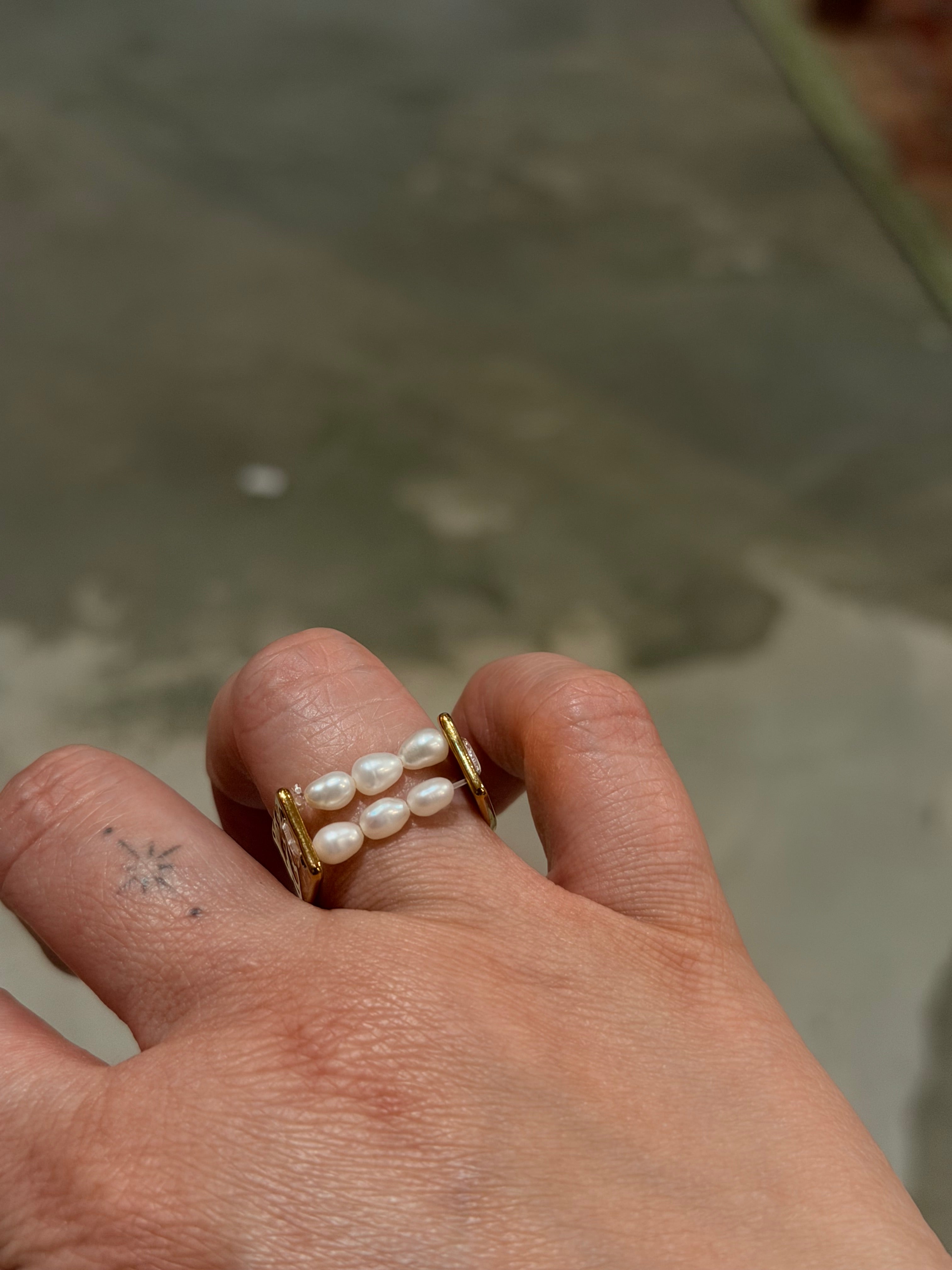 6pearl stainless steel ring