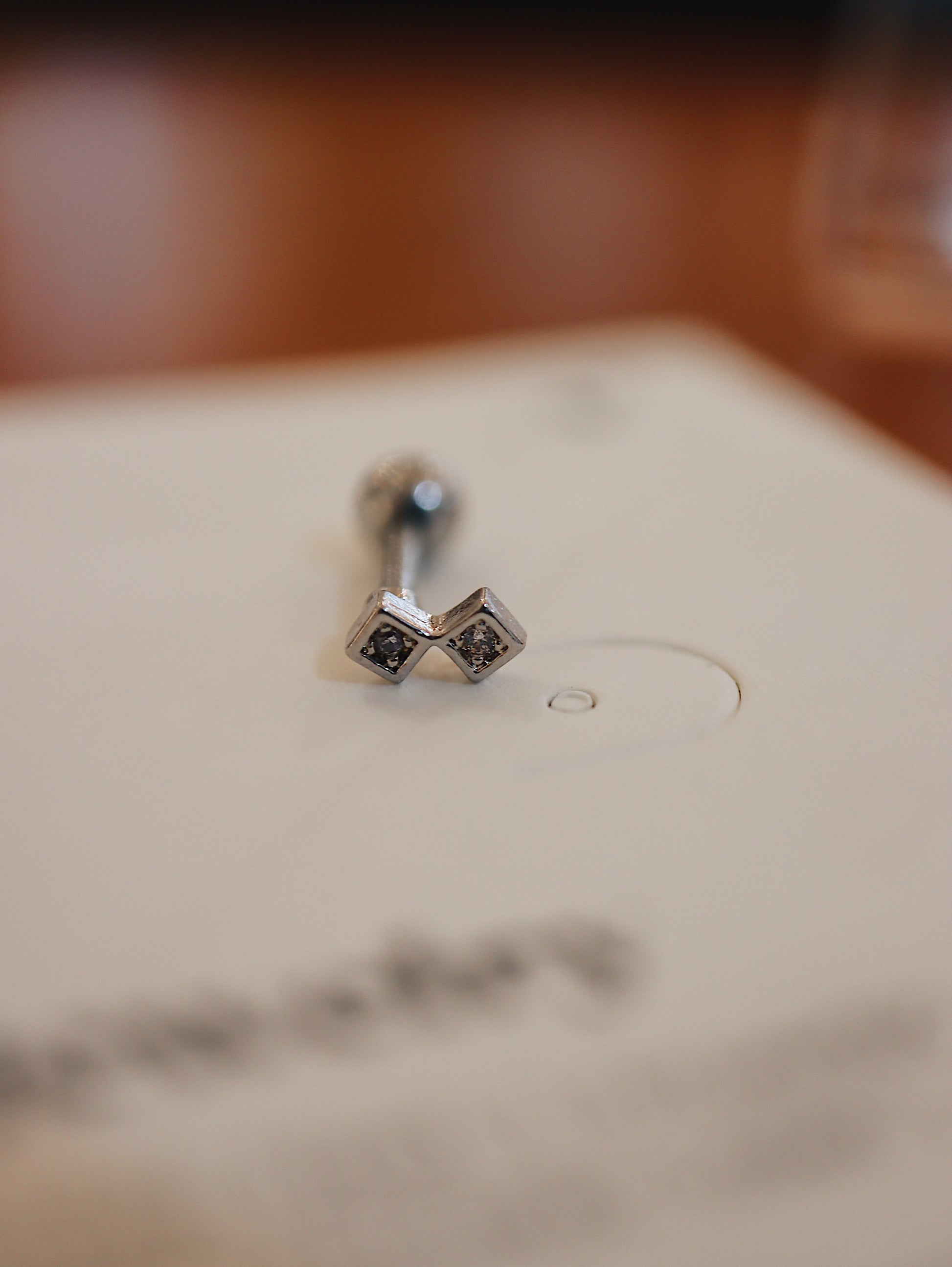 Double cubic surgical steel stud earring (1pc)