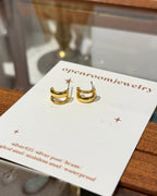 Cuff illusion stud brass earrings