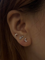 Sparkle in opal star & crescent s925 piercing stud