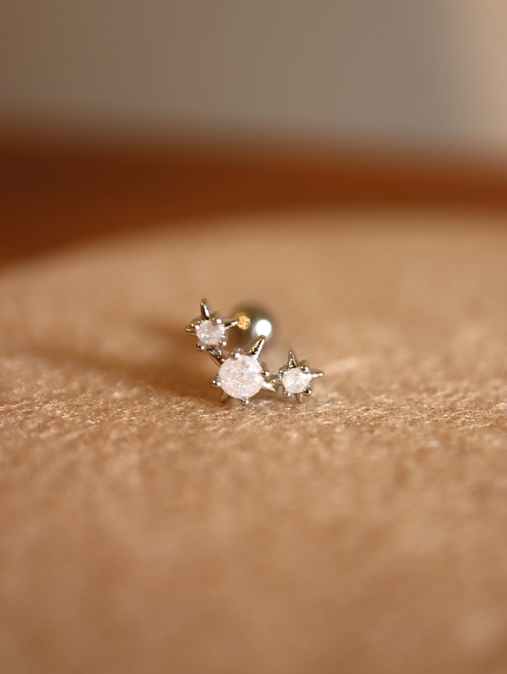 Surgical steel triple cz sparkle earring (1pc)