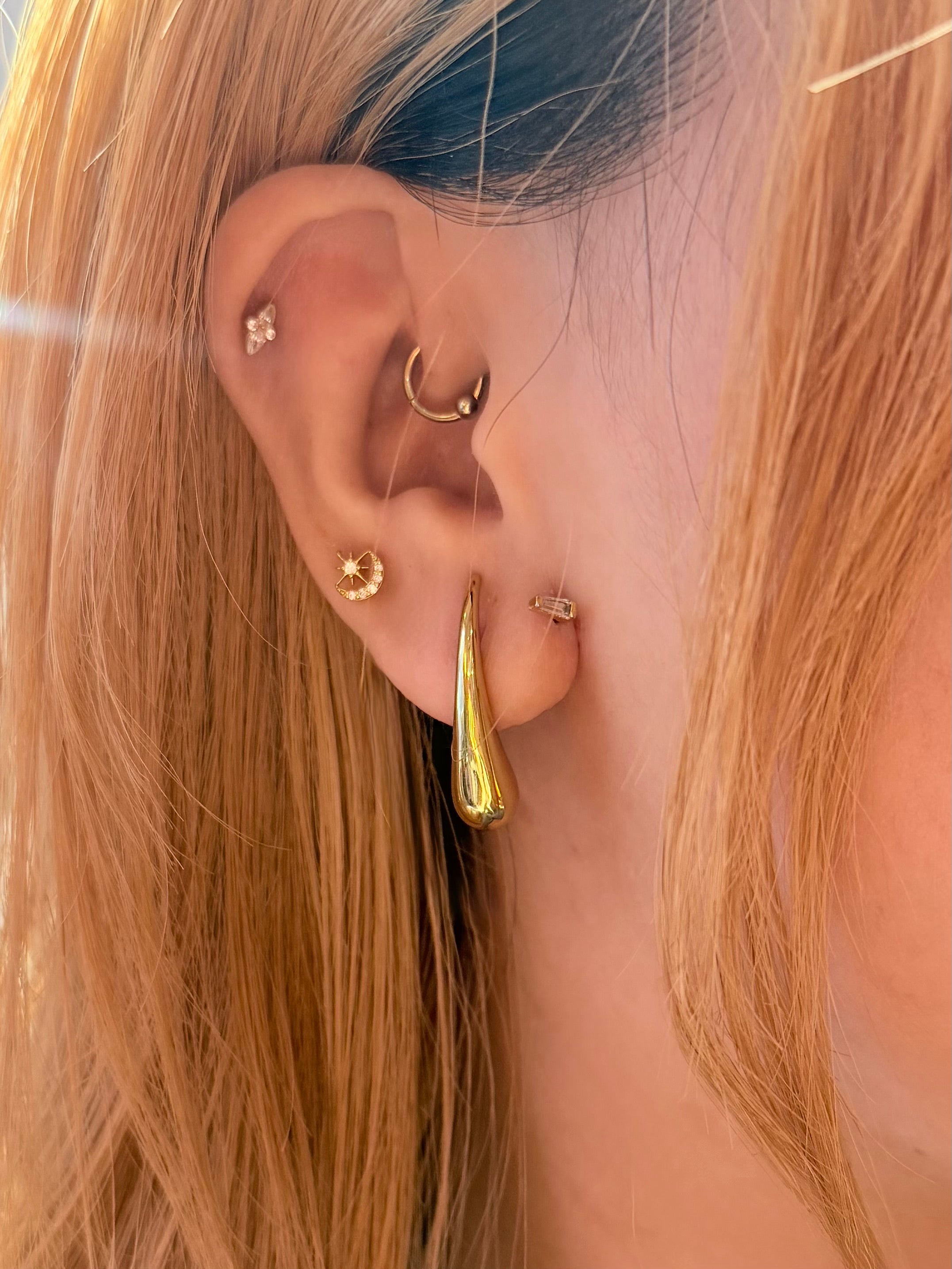 Curved Teardrop Lobe Stainless Steel Earrings