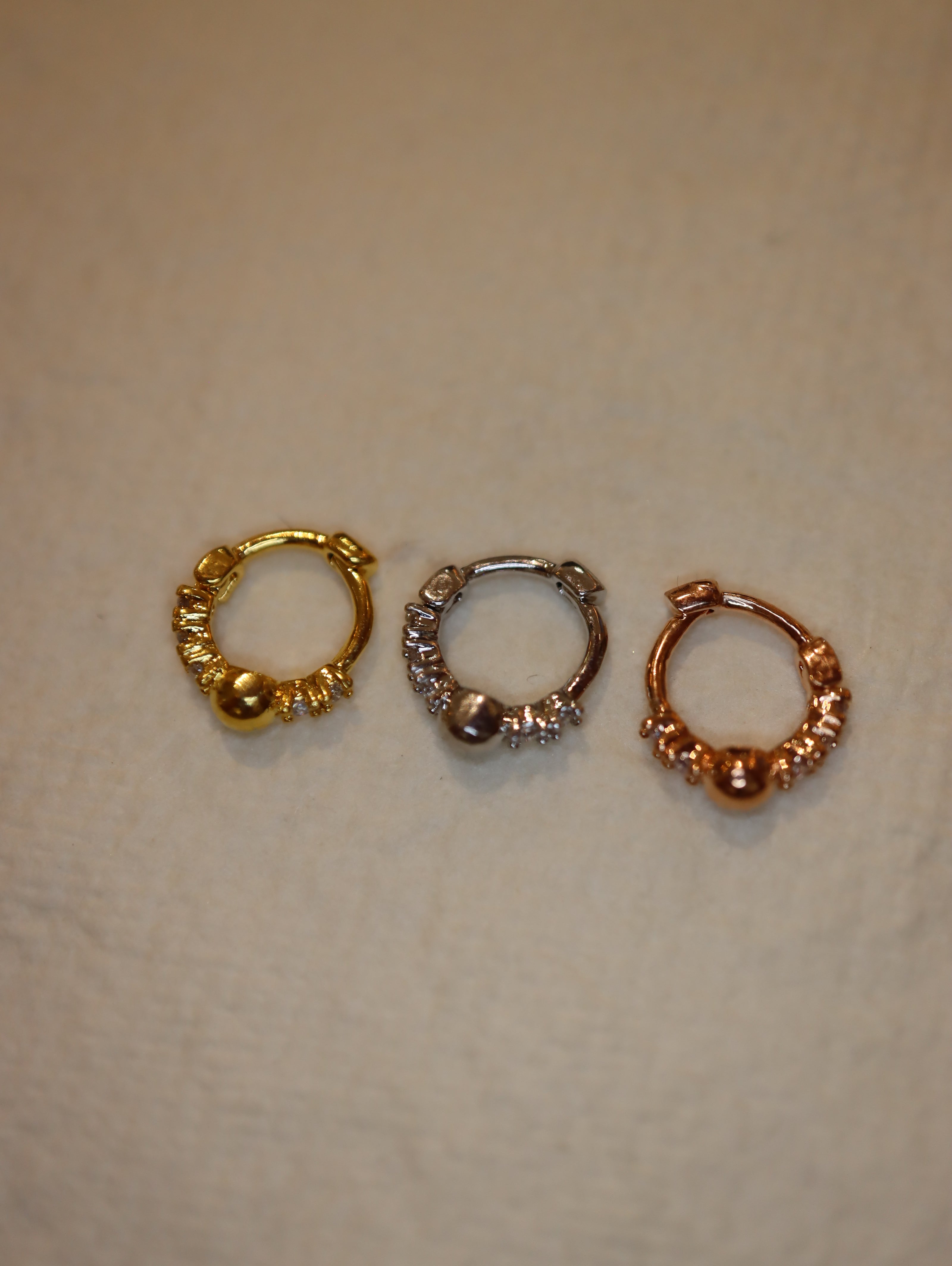 Mini ball hinged hoop cz surgical steel earring (1pc)