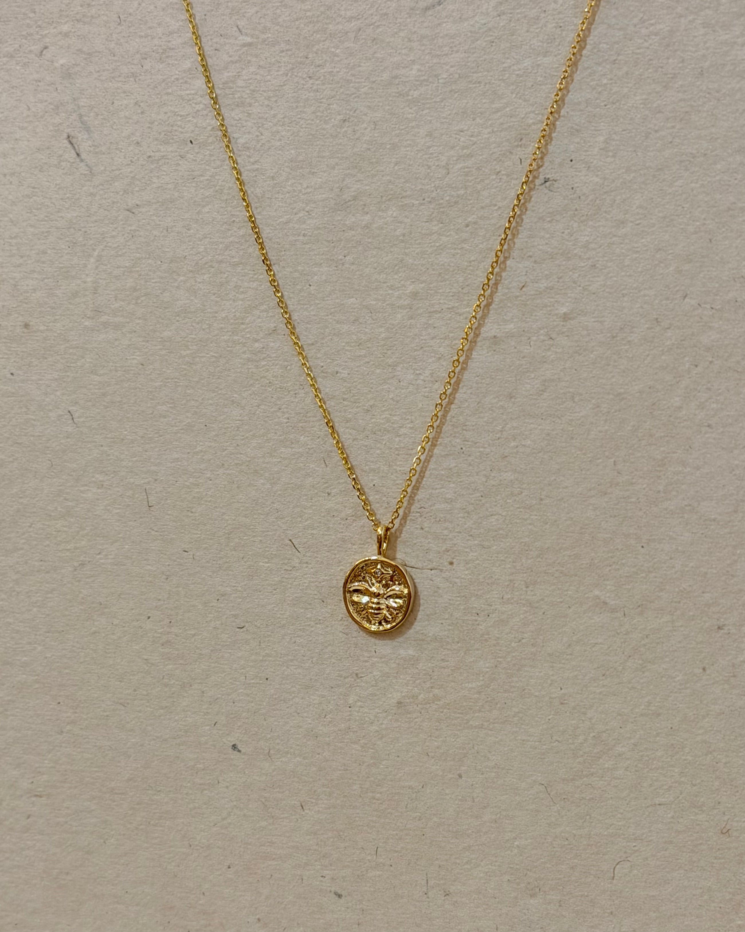 Bee coin 925 silver necklace