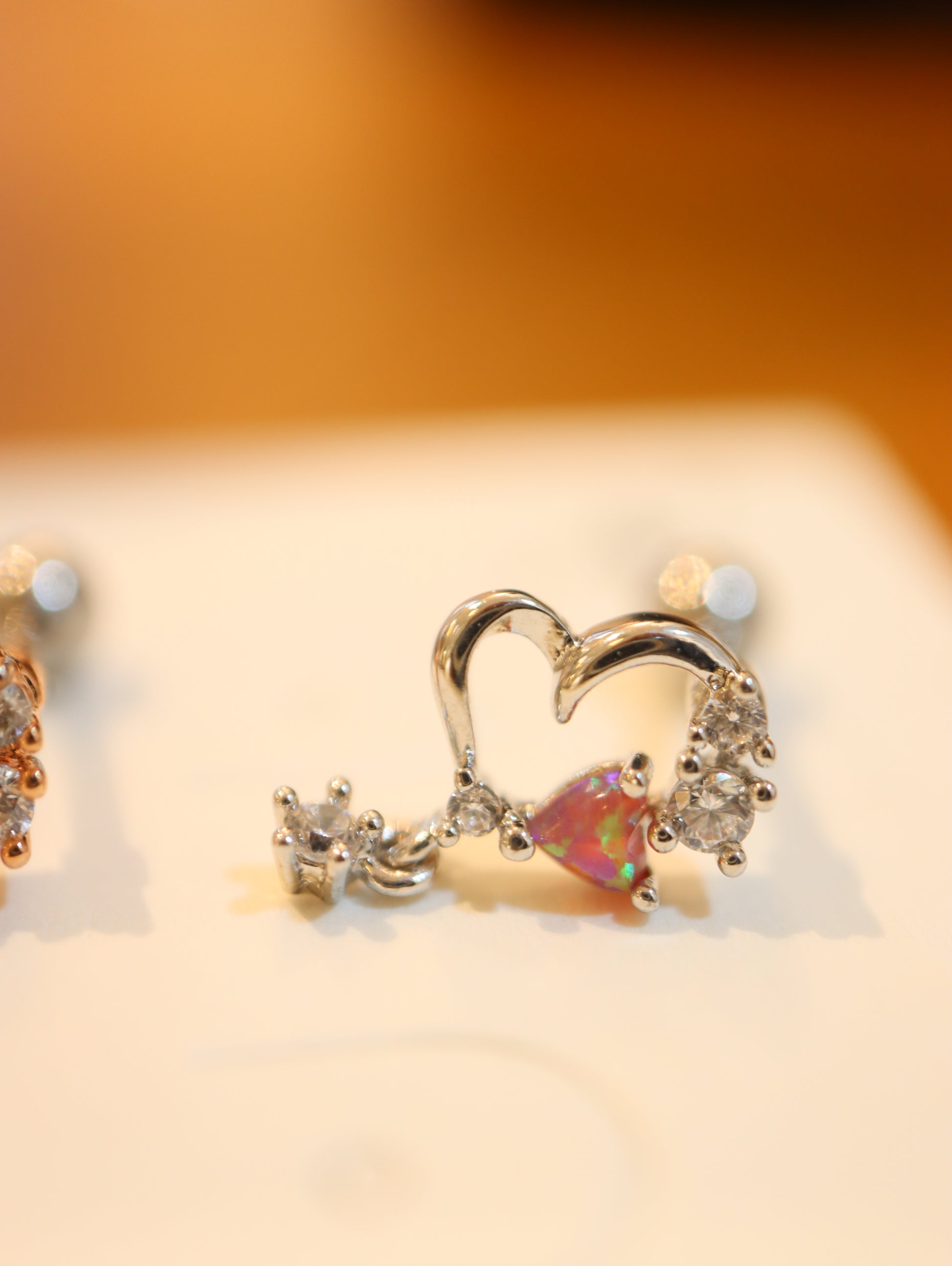 Drop cz heart surgical steel 316L stud piercing (1pc)