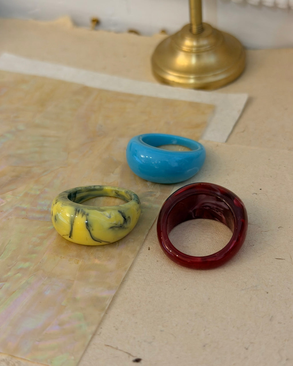 Marble pattern chunky resin unisex ring