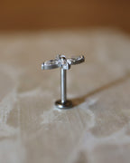 Titanium G23 CZ petal stud earring (1pc)