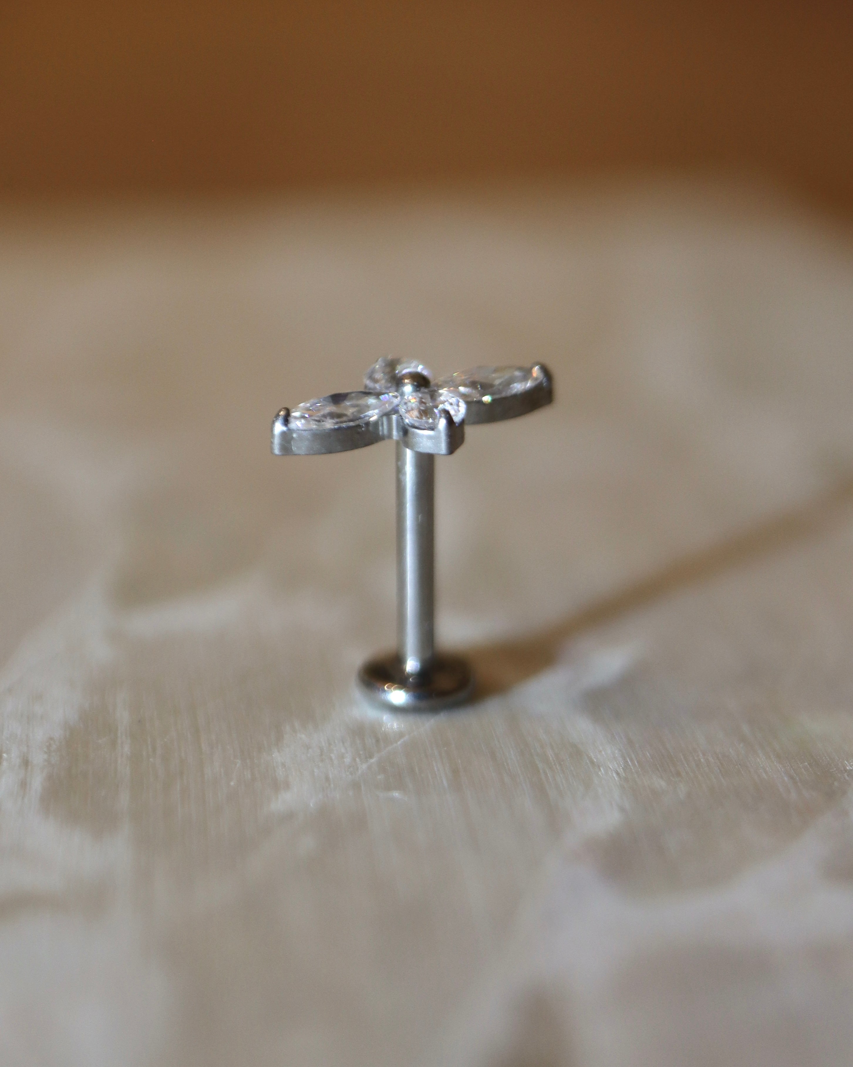 Titanium G23 CZ petal stud earring (1pc)