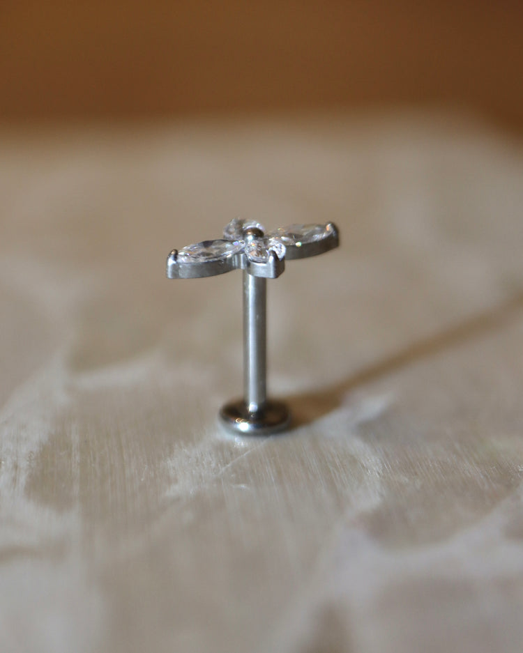 Titanium G23 CZ petal stud earring (1pc)