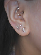 Triple cz surgical steel stud piercing (1pc)