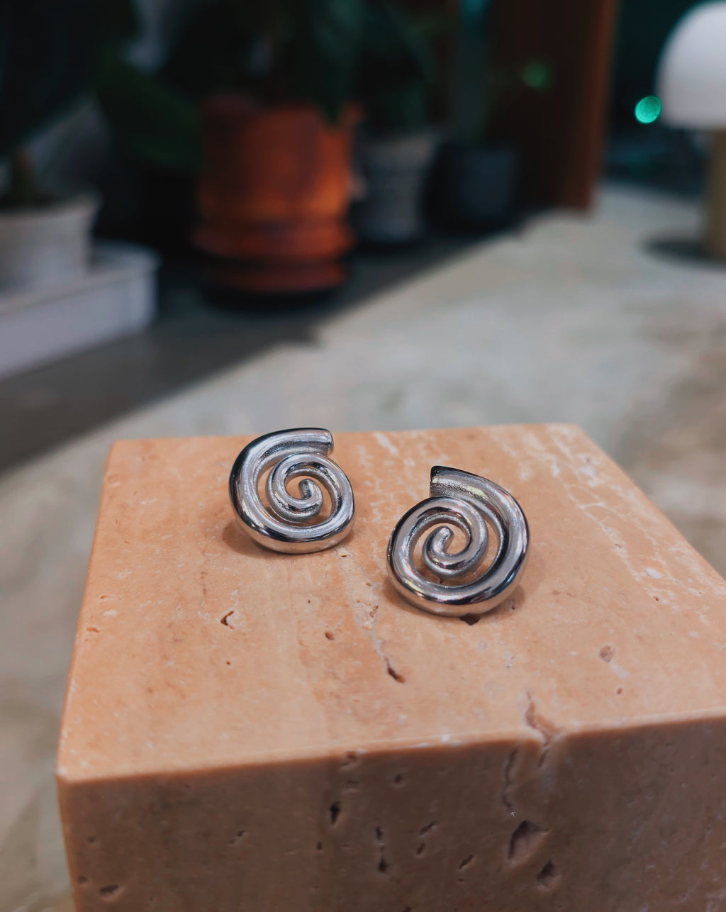 Spiral stainless steel earrings