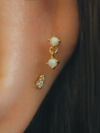 Double opal silver925 flat back piercing