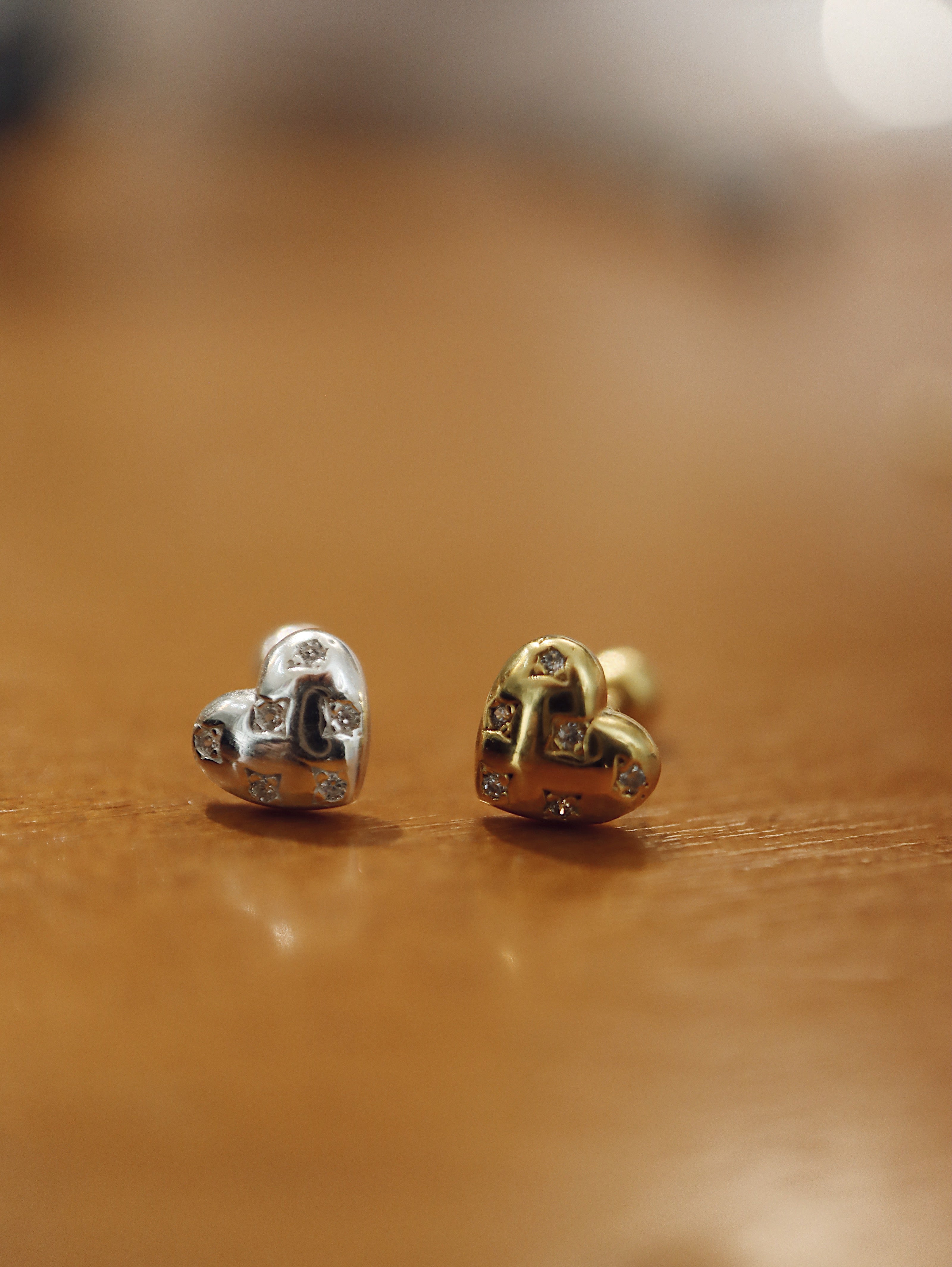Stud cz heart Silver 925 piercing