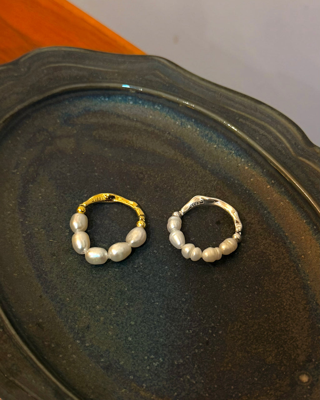 Raw pearl 925 silver ring