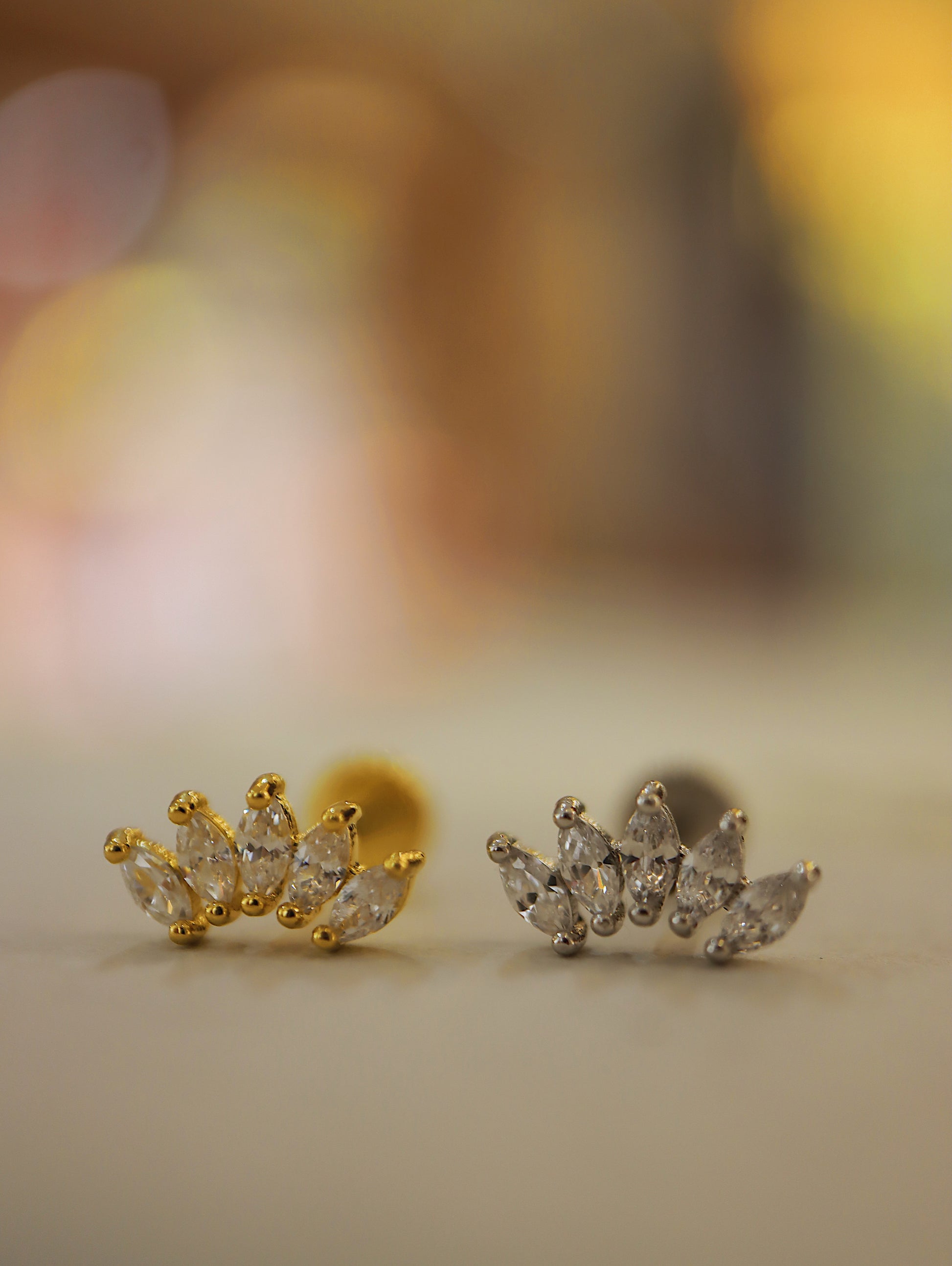 Crown cz flat back s925 piercing
