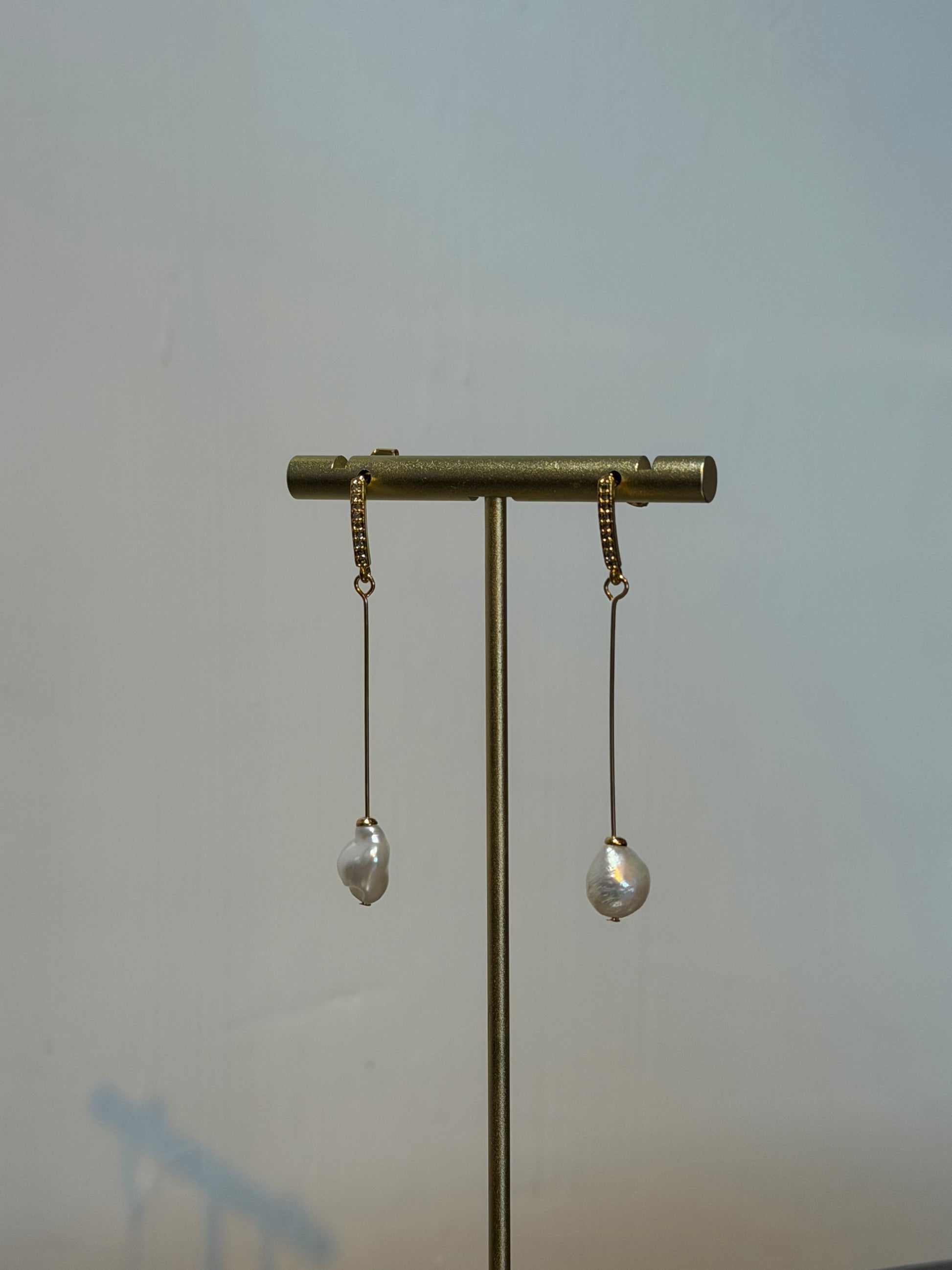 Long drop pearl earrings