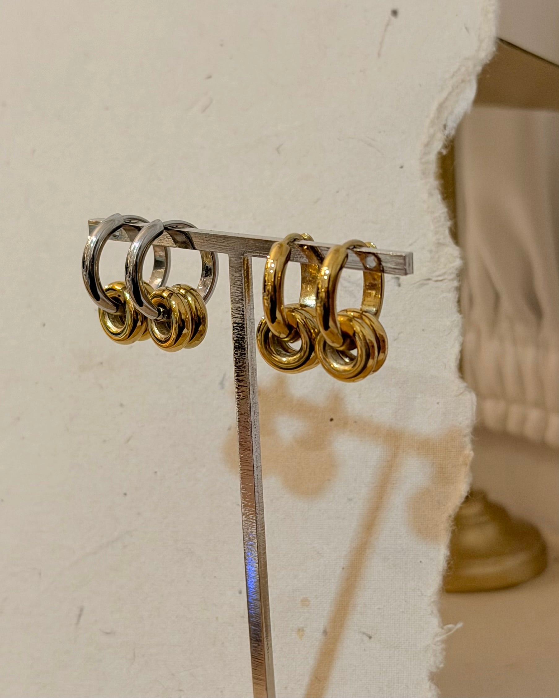 Interlock stainless steel earrings