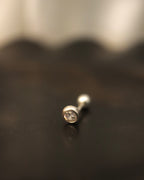Round cz 925 silver stud piercing (1pc)