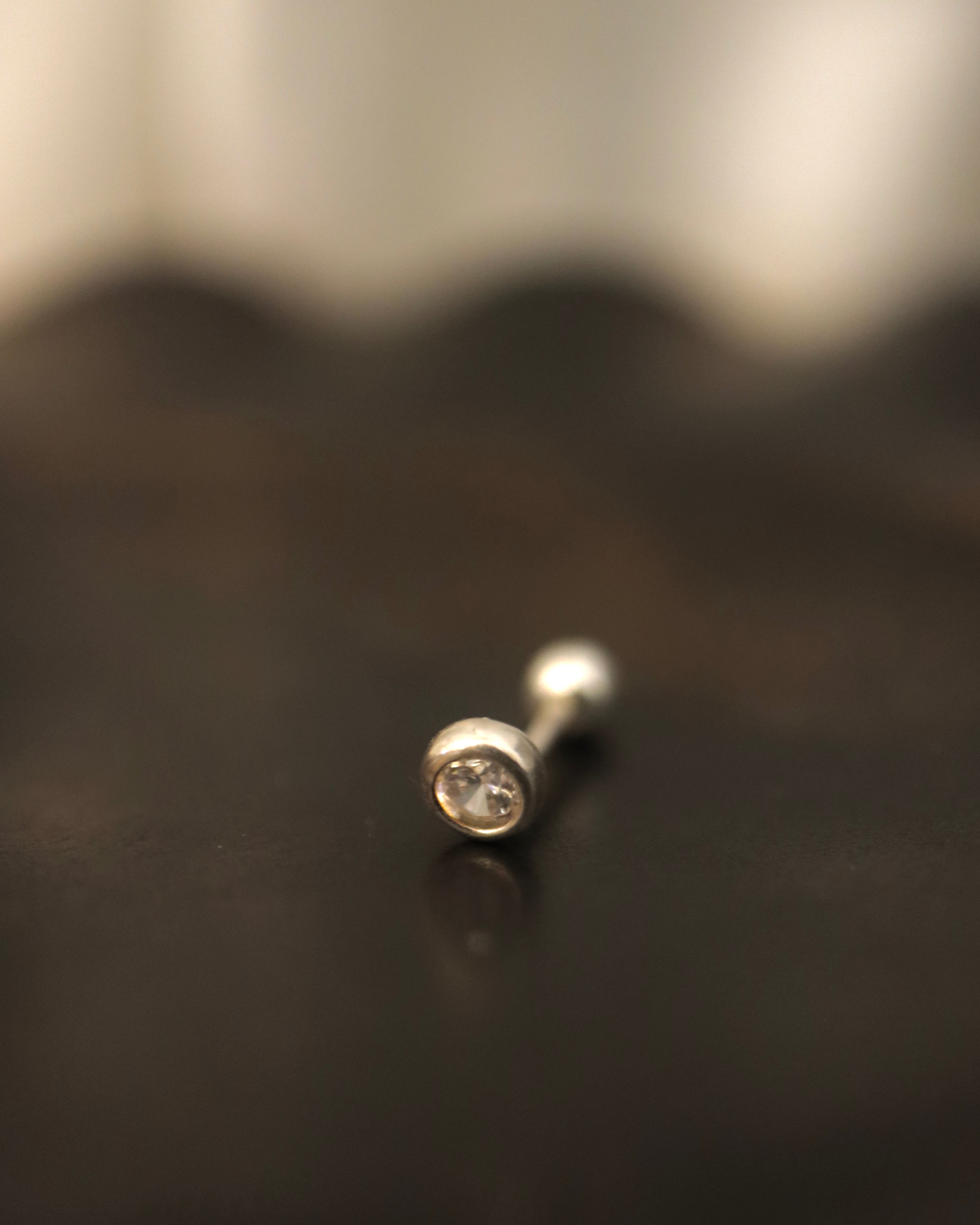 Round cz 925 silver stud piercing (1pc)
