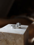 Striped flat Silver925 hinge hoop earrings