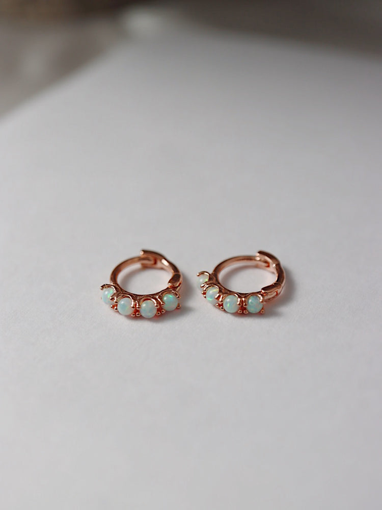 4opal mini Silver 925 huggie hoop earrings