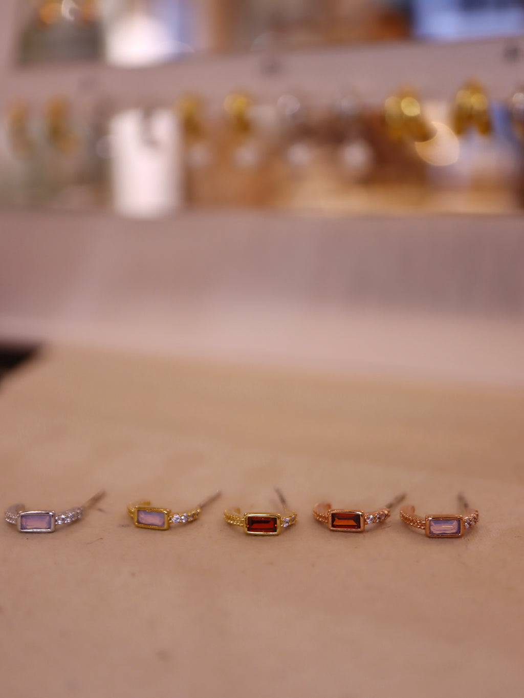 Mini rectangular cz earrings (pair)