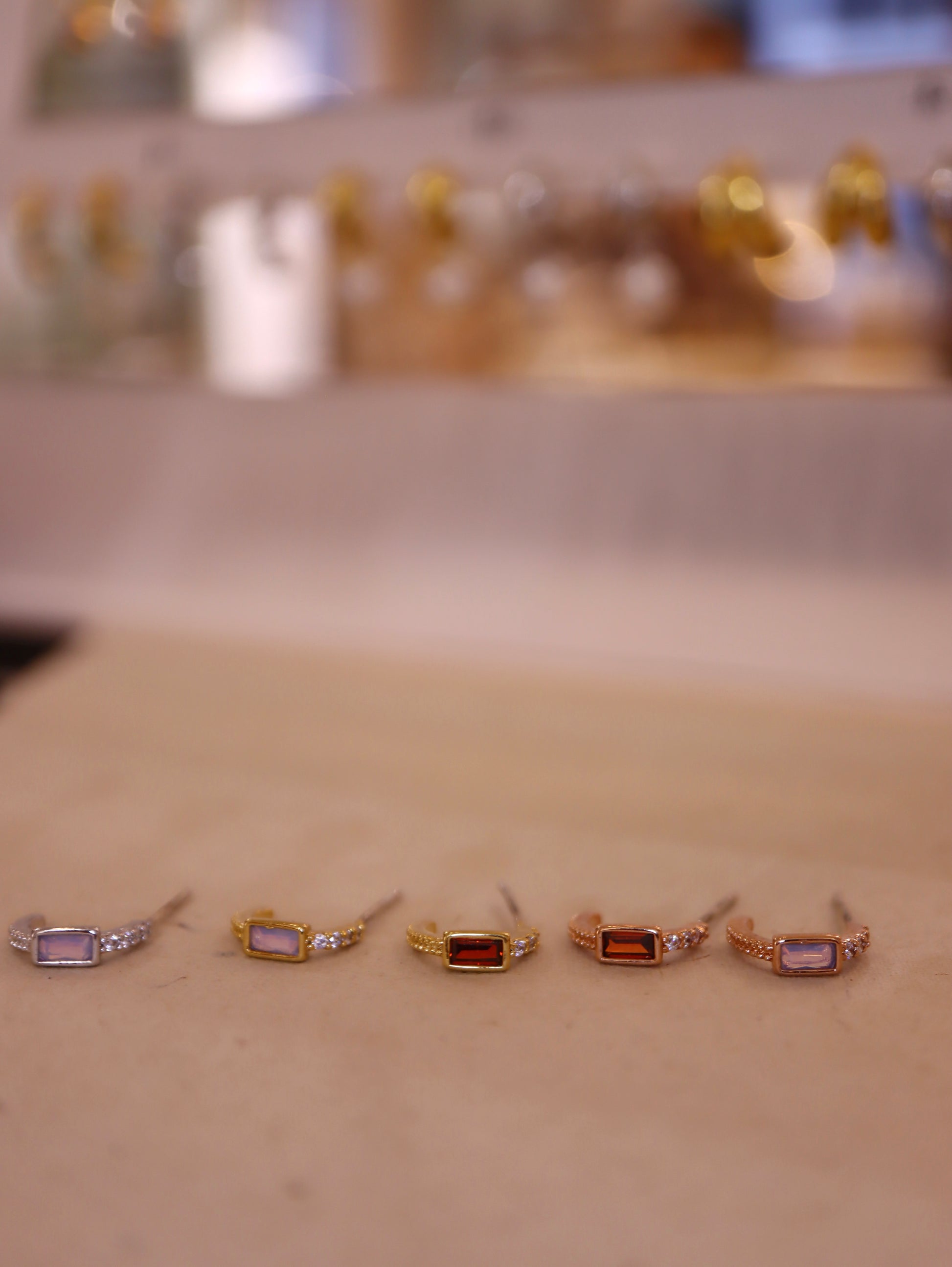 Mini rectangular cz earrings (pair)
