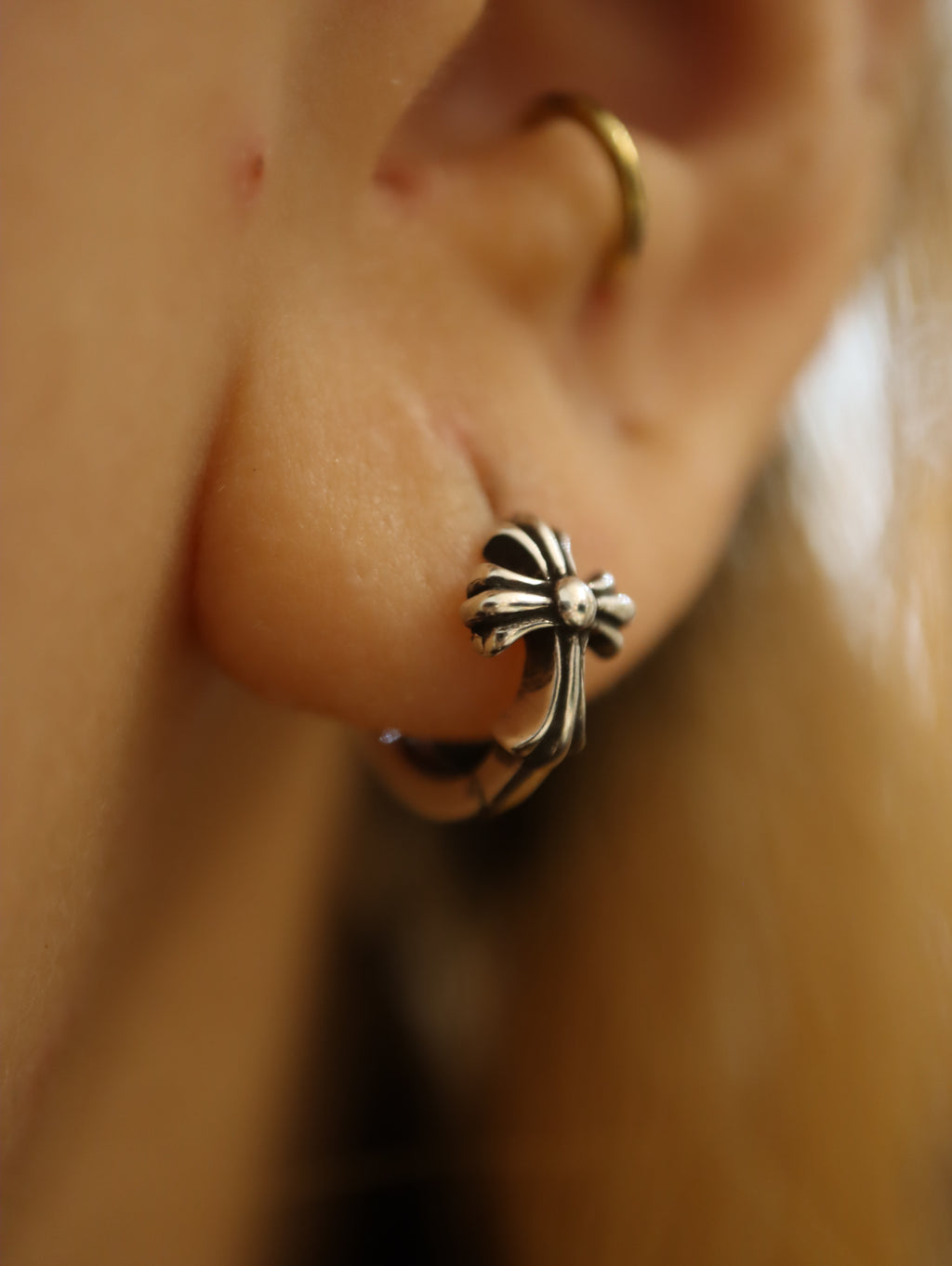 Antique 925 silver cross earrings