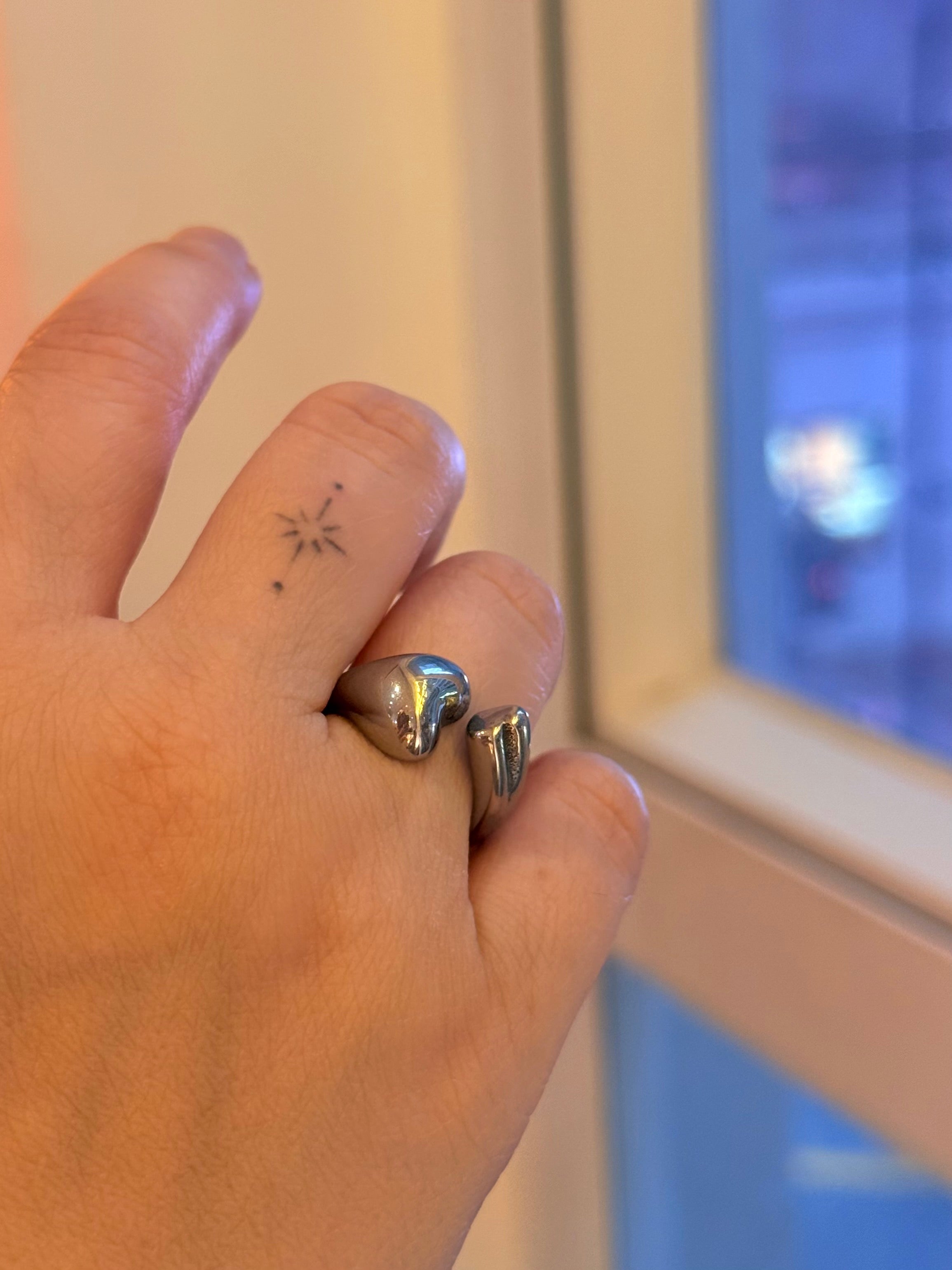 Heart front wrap stainless steel ring