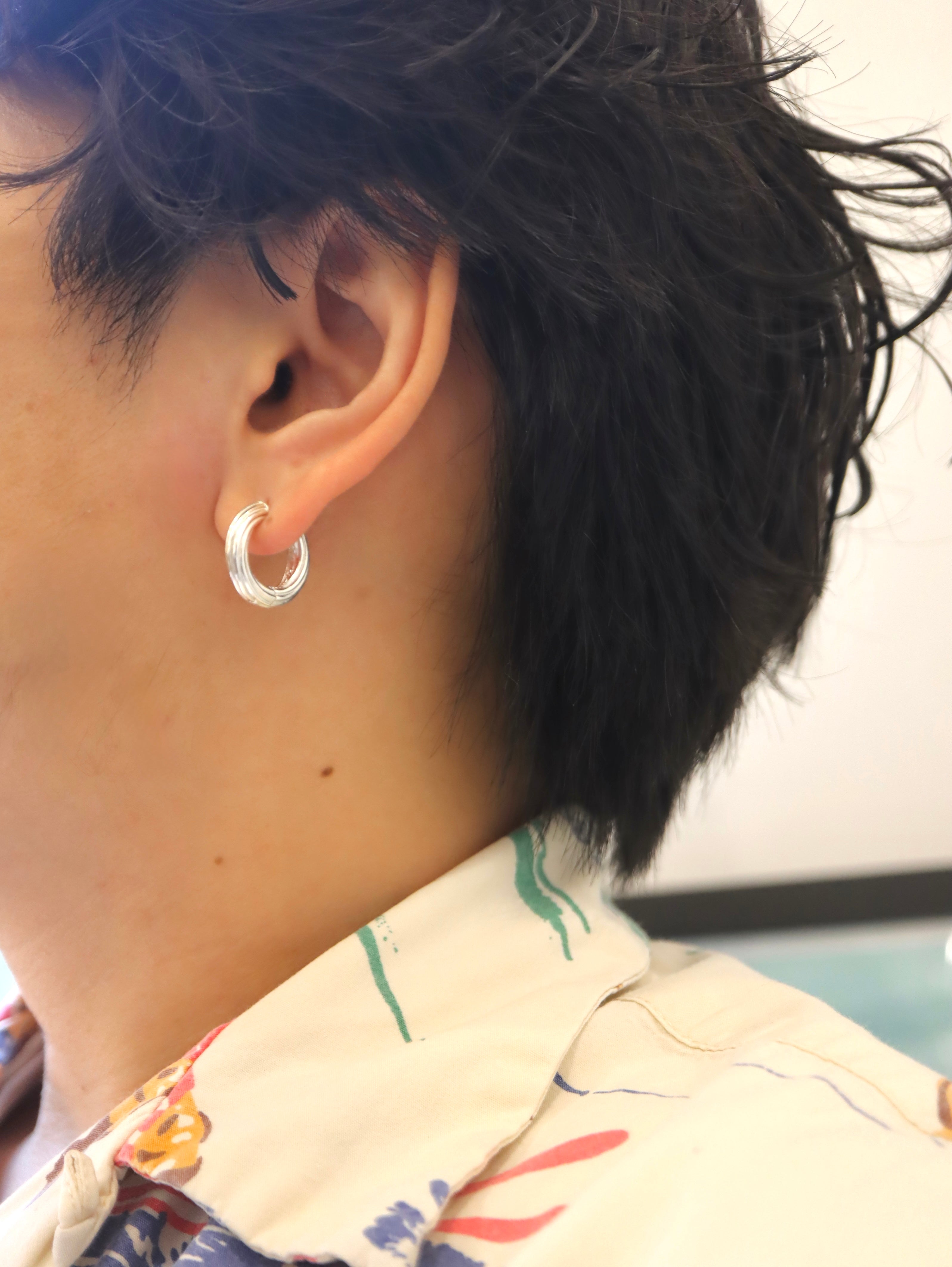 Spiral Clicker 925 Silver Hoop Earrings