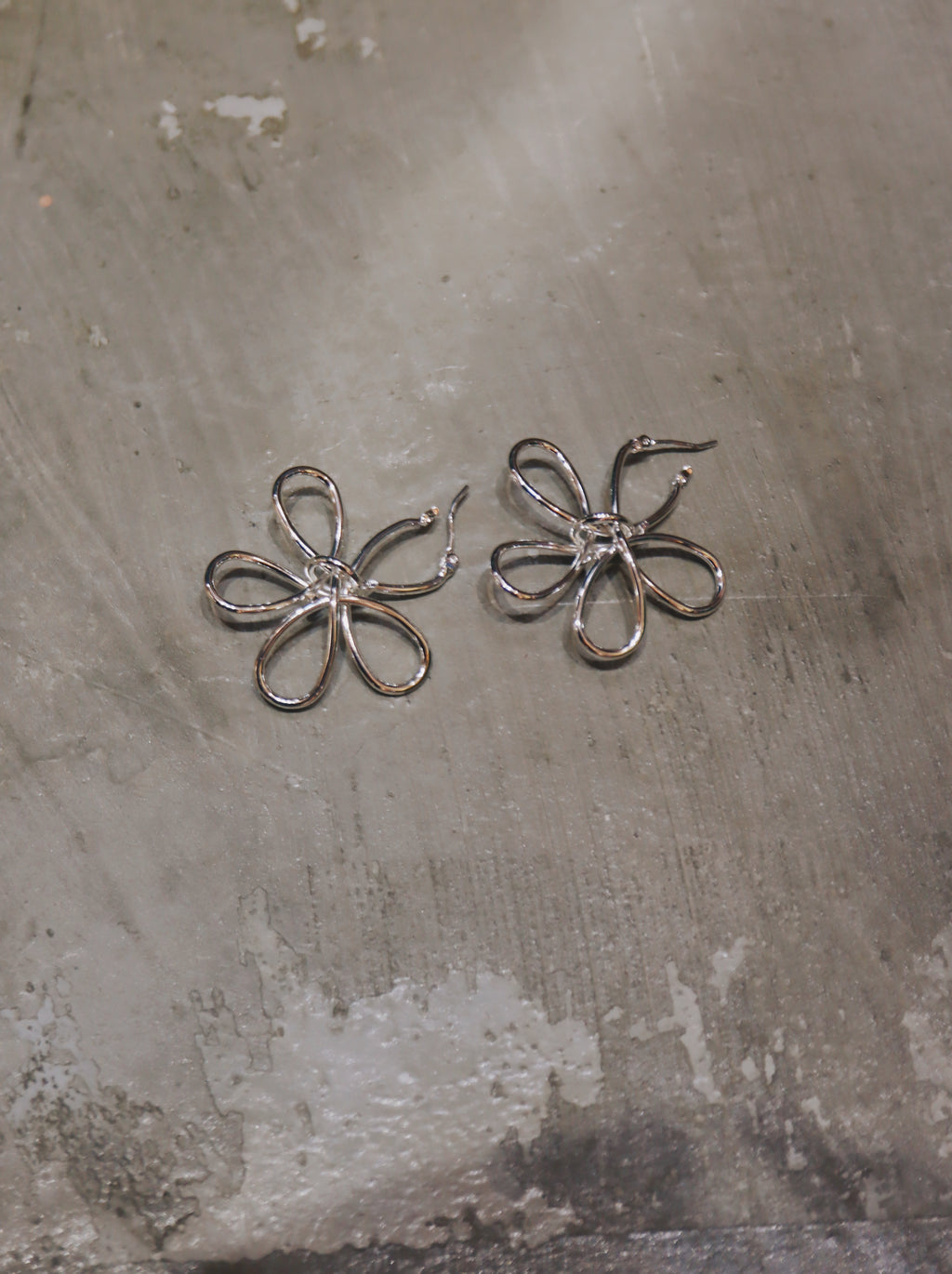 Wire Bow Silver Tone Earrings