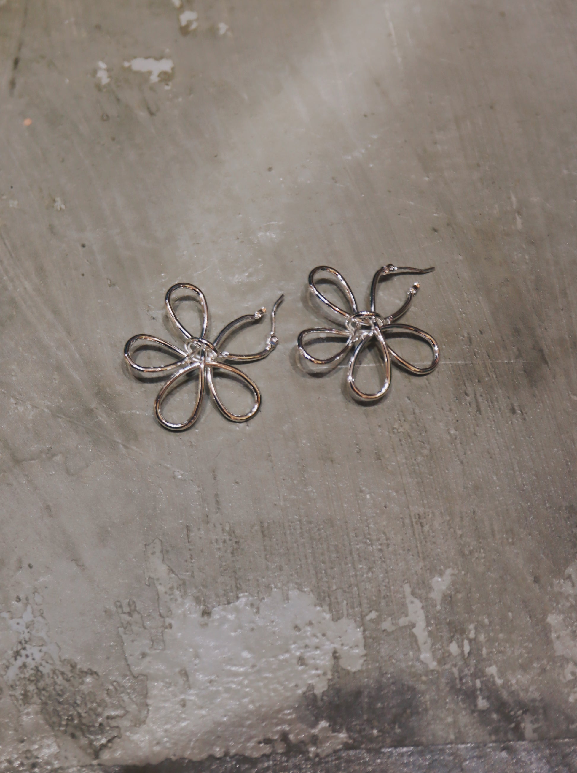 Wire Bow Silver Tone Earrings