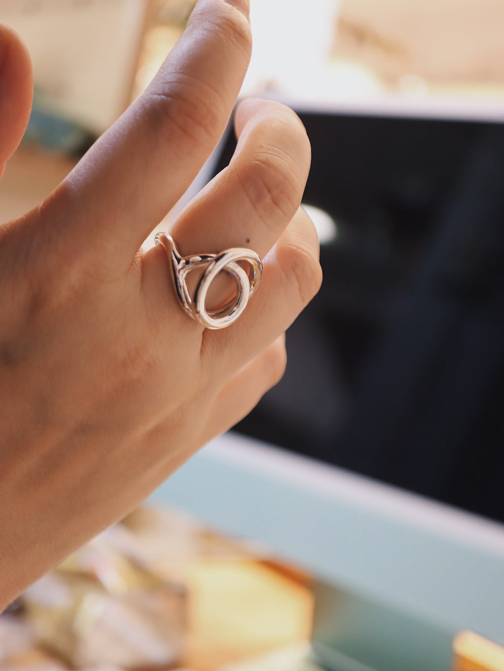 Round twisted 925 silver ring