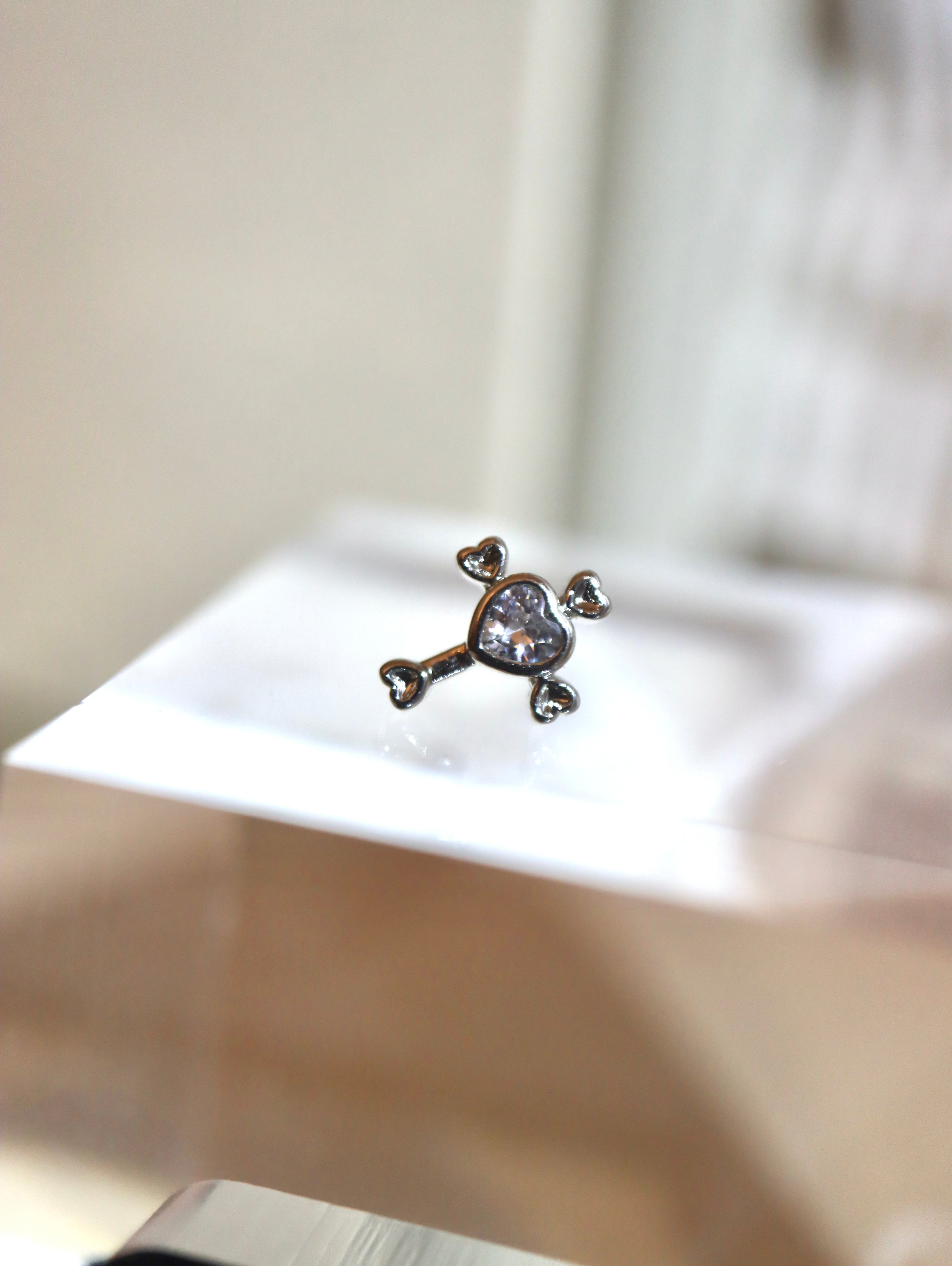 Cross heart cz surgical steel stud earring piercing (1pc)