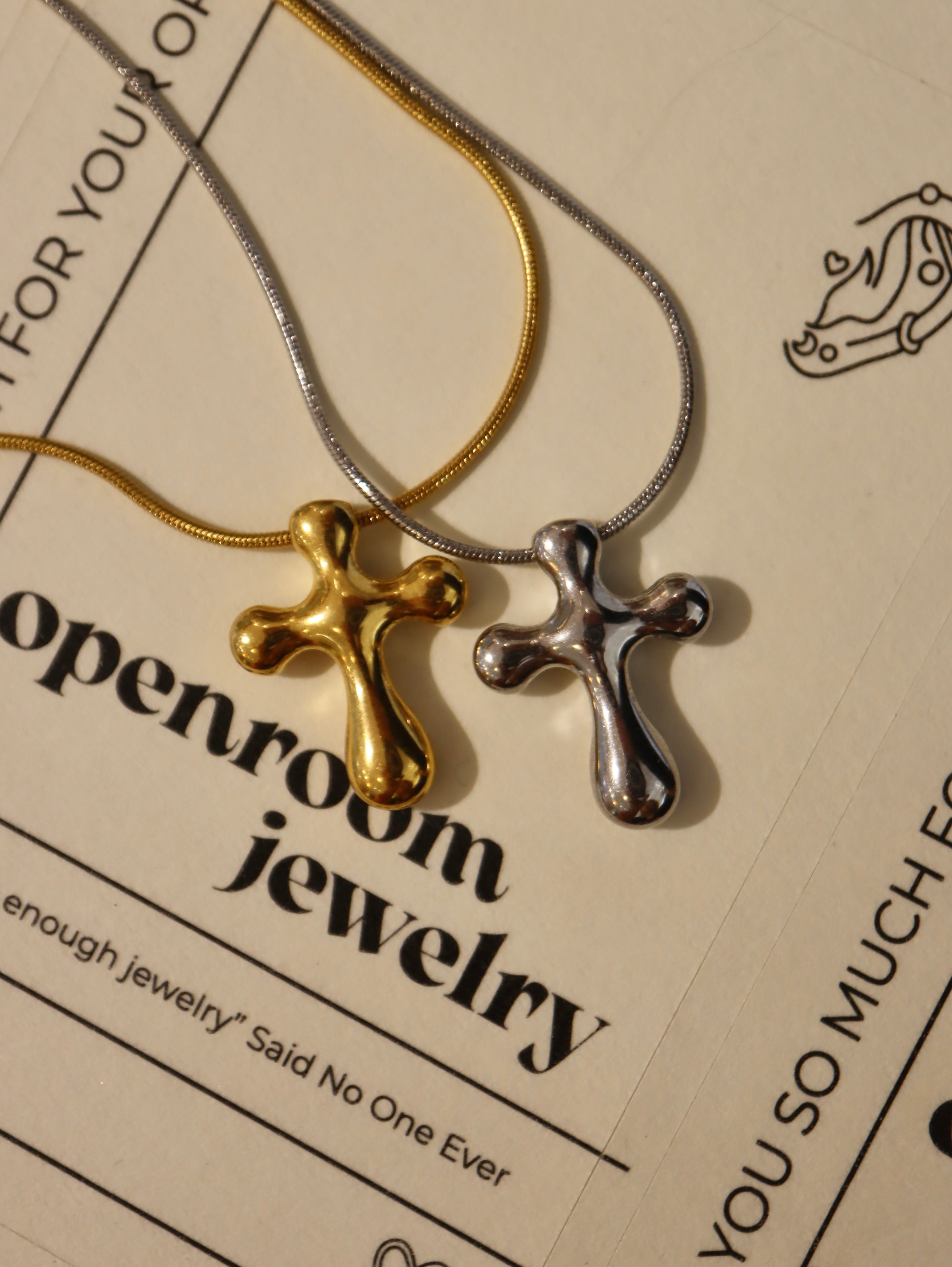 Mercury cross stainless steel necklace
