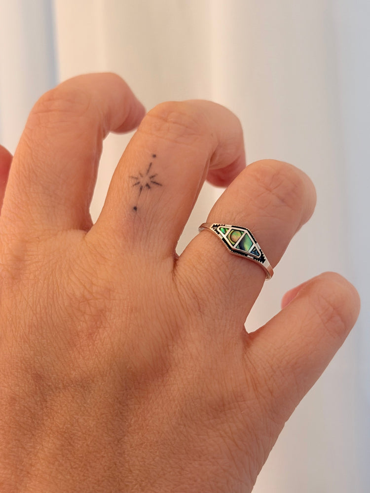Abalone Geometric 925 Silver Ring