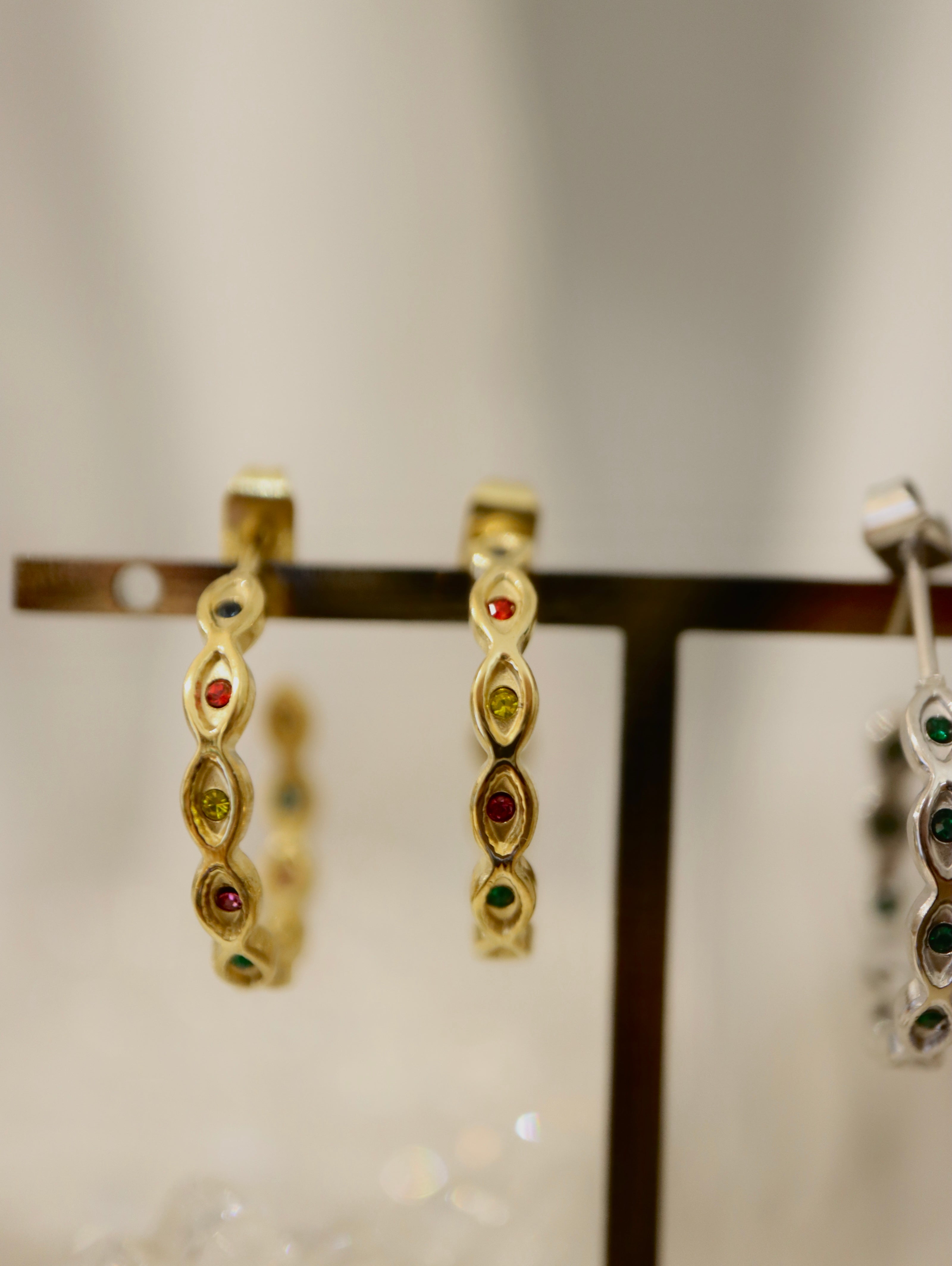 Marquise Mosaic Hoop Stainless Steel Earrings