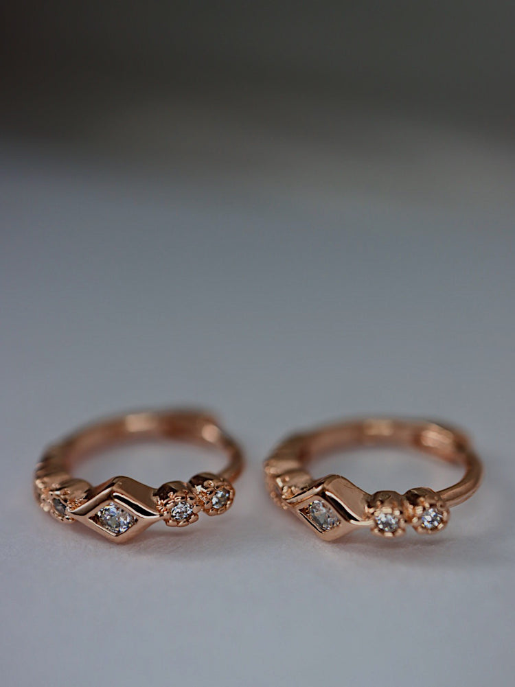Silver925 cz huggie hoop earrings