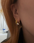 Brass hoop interlock earrings